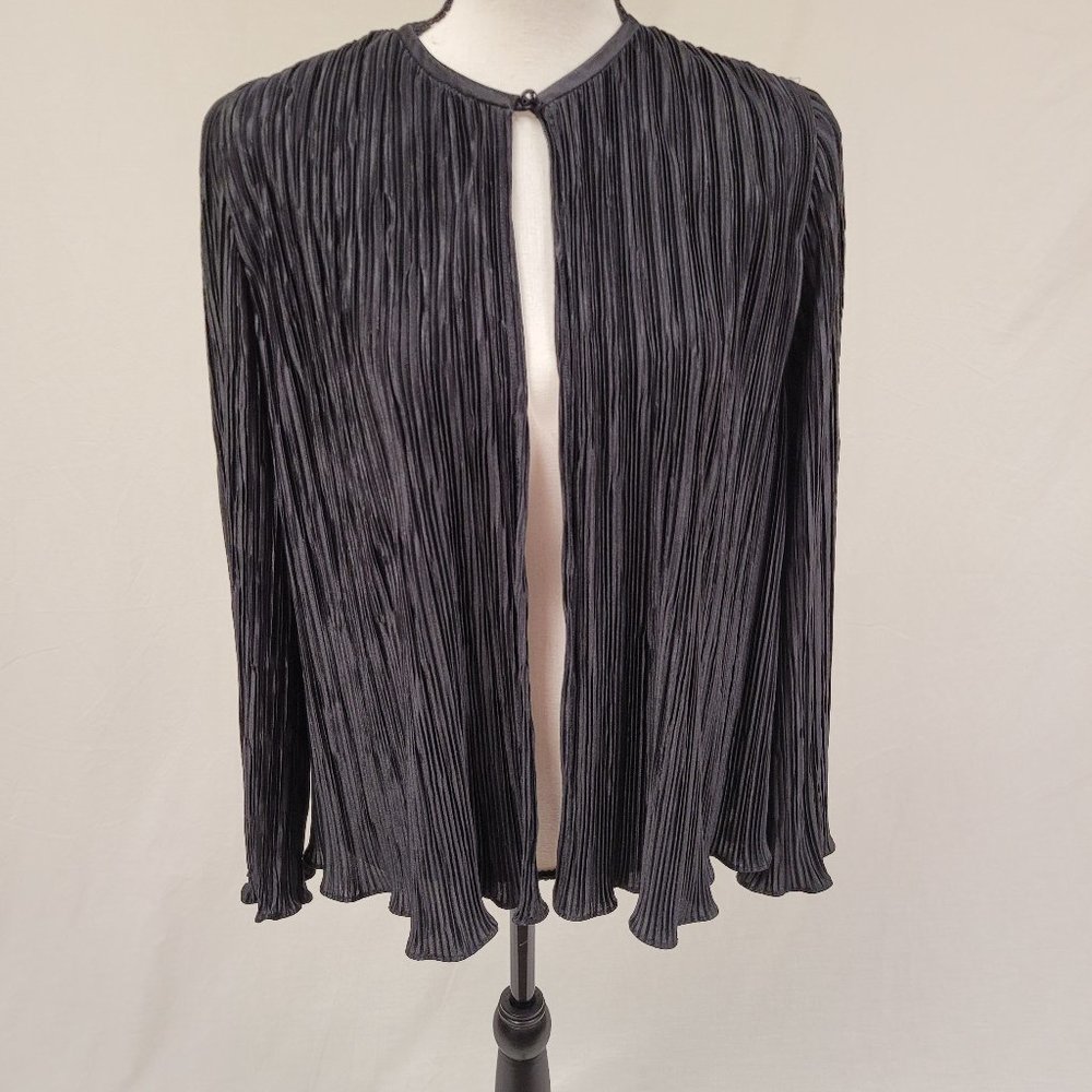 Vintage Hal Ferman Black Crinkle Jacket Cape L